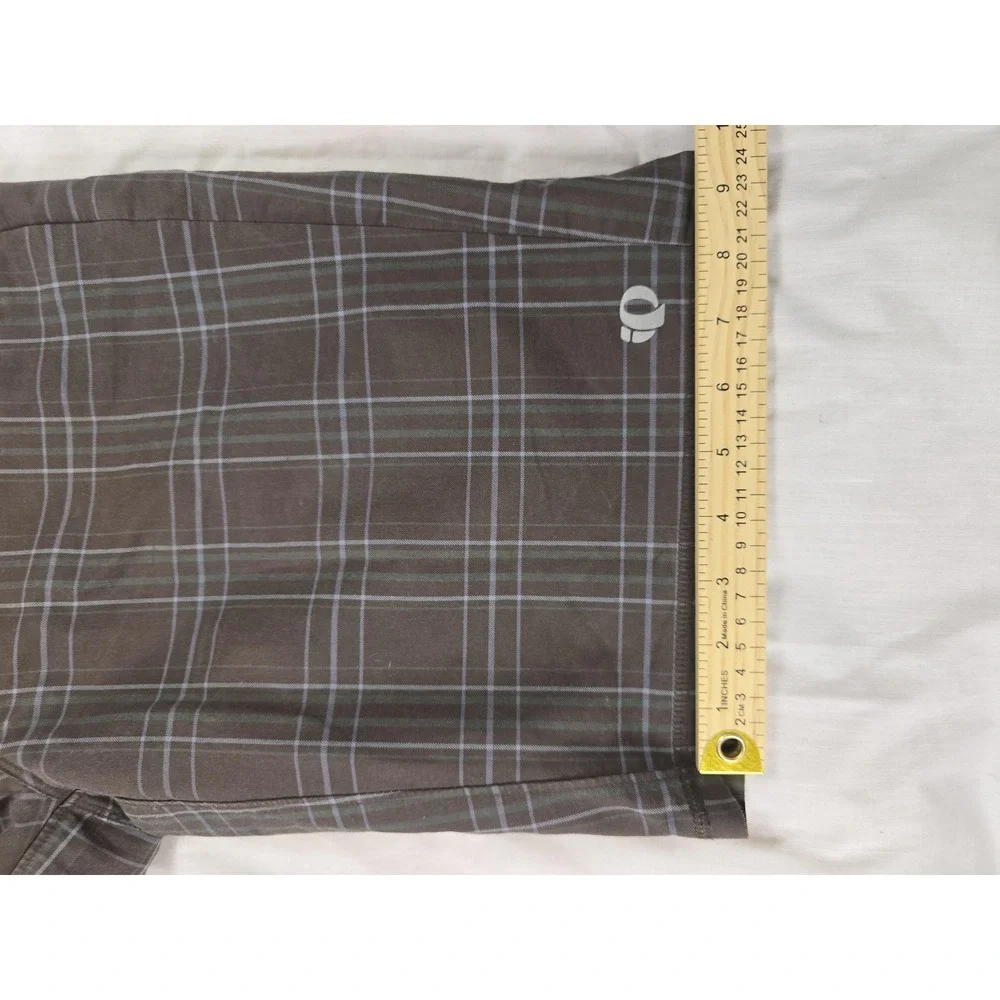 Pearl Izumi Shorts Mens Small Brown Plaid Cycling Biker Relaxed Fit Pockets